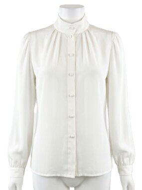 Vintage Josephine White High Neck Blouse